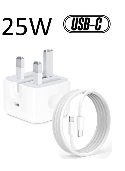 iPhone 25W Fast Charger | USB C Wall Fast Charger with USB C to Lightning Cable Compatible with iPhone 14/14 Pro/14 Pro Max/13/12/SE2020/11/XR/XS Max/X/iPad