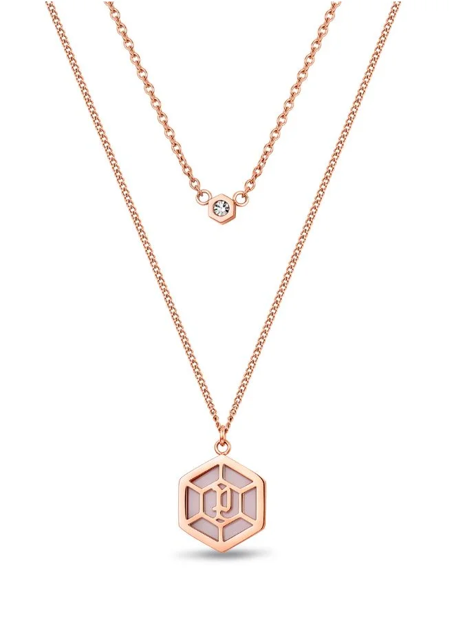 POLICE Exagon Necklace For Women Rose Gold Plated