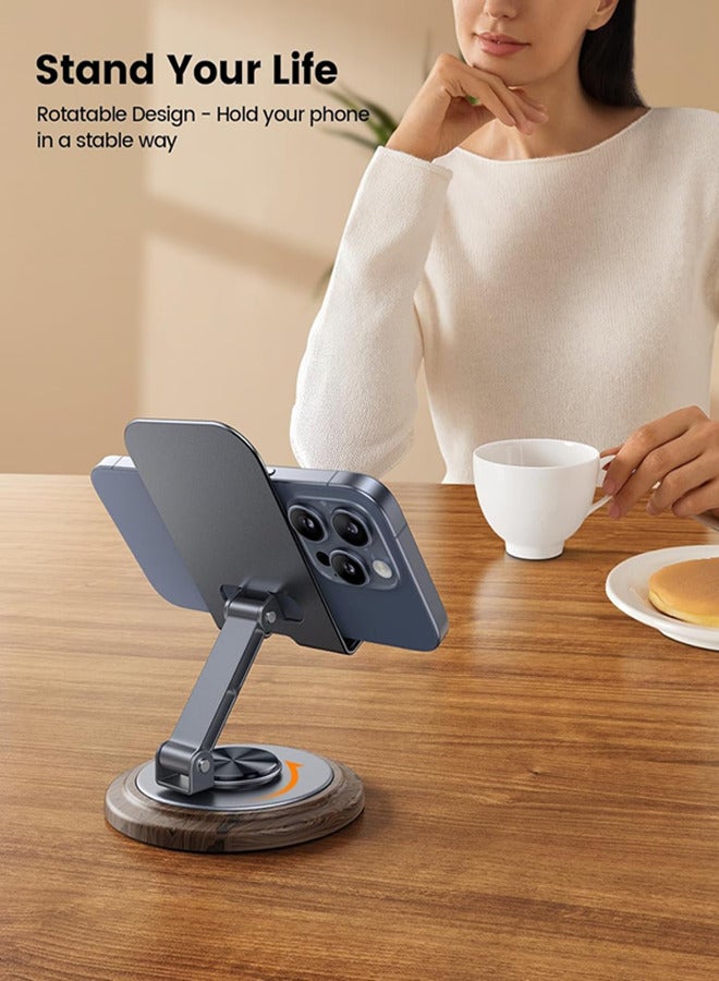 Cell Phone Stand,Office Mobile Phone Holder,360 Rotating Foldable Desktop Cellphone Stand with Anti-Slip Base Portable Phone Holder for iPhone 16 15 14 13 Pro Max, All Smart Phones, iPad  - Image 4