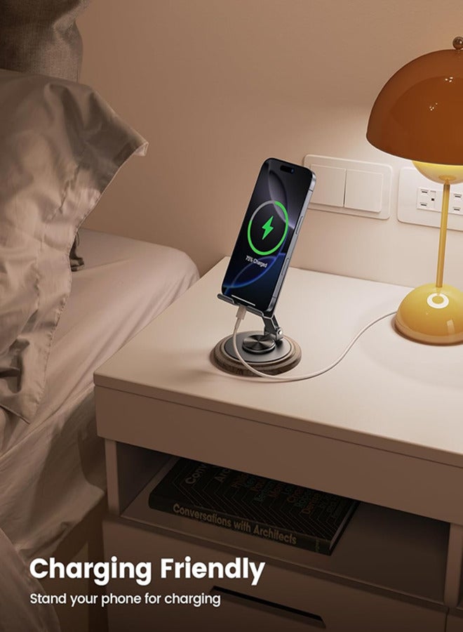 Cell Phone Stand,Office Mobile Phone Holder,360 Rotating Foldable Desktop Cellphone Stand with Anti-Slip Base Portable Phone Holder for iPhone 16 15 14 13 Pro Max, All Smart Phones, iPad  - Image 5