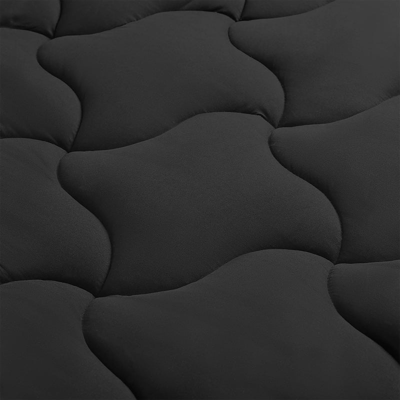 SLEEP ZONE Queen Mattress Pad Cooling Mattress Topper Quilted Fitted Mattress Cover Machine Washable Mattress Protector Soft Fluffy Down Alternative Deep Pocket 821 inch Black Queen
