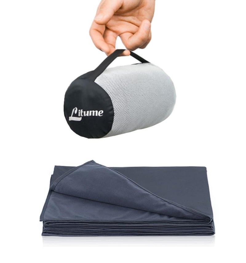 Litume Travel Blanket Lightweight and Breathable, 67 x 48 in Soft Airplane Flight Blanket for Travelers, Foldable Camping Sheet with Stuff Sack for Train, Camp, backpacking, office, home (Velvet E650) - Image 1