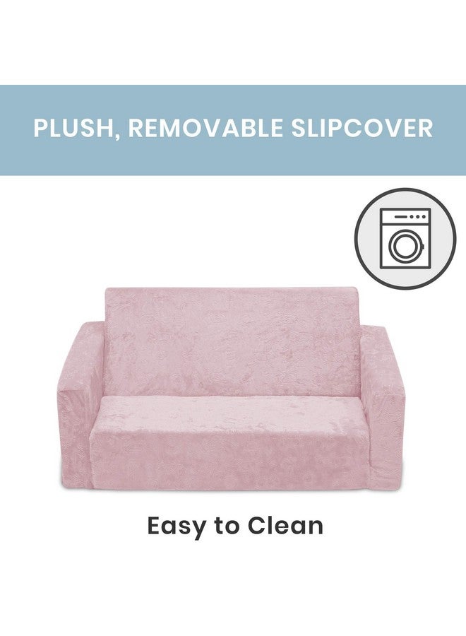 Delta CHILDREN Serta Perfect Sleeper Extra Wide Convertible Sofa to Lounger - Comfy 2-in-1 Flip Open Couch/Sleeper for Kids, Pink - Image 2