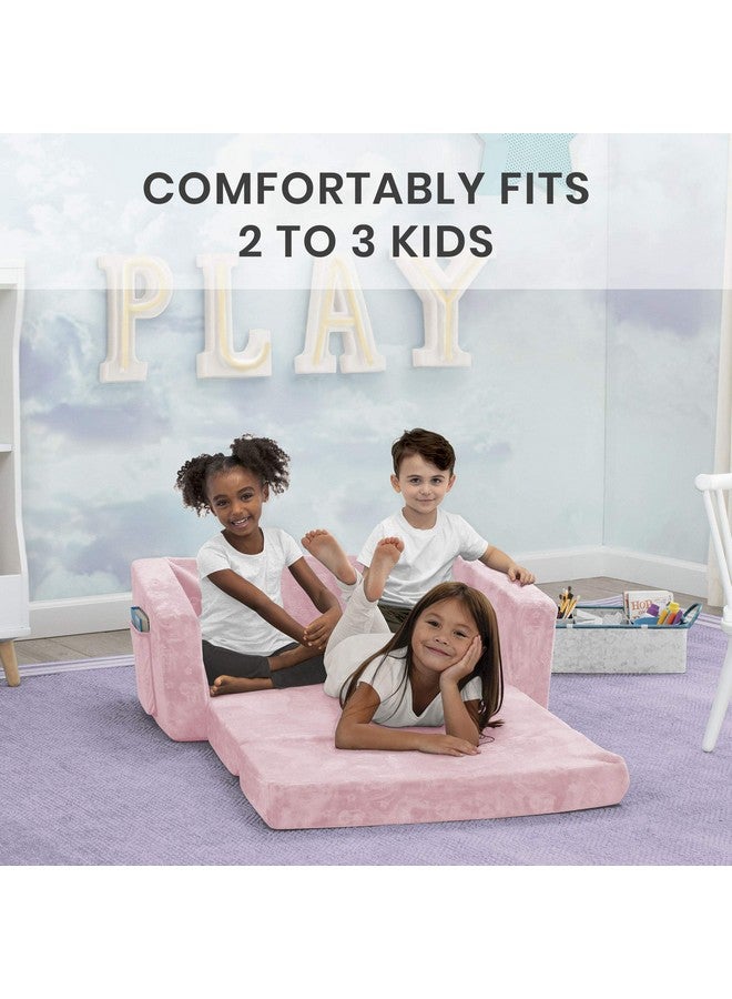 Delta CHILDREN Serta Perfect Sleeper Extra Wide Convertible Sofa to Lounger - Comfy 2-in-1 Flip Open Couch/Sleeper for Kids, Pink - Image 1