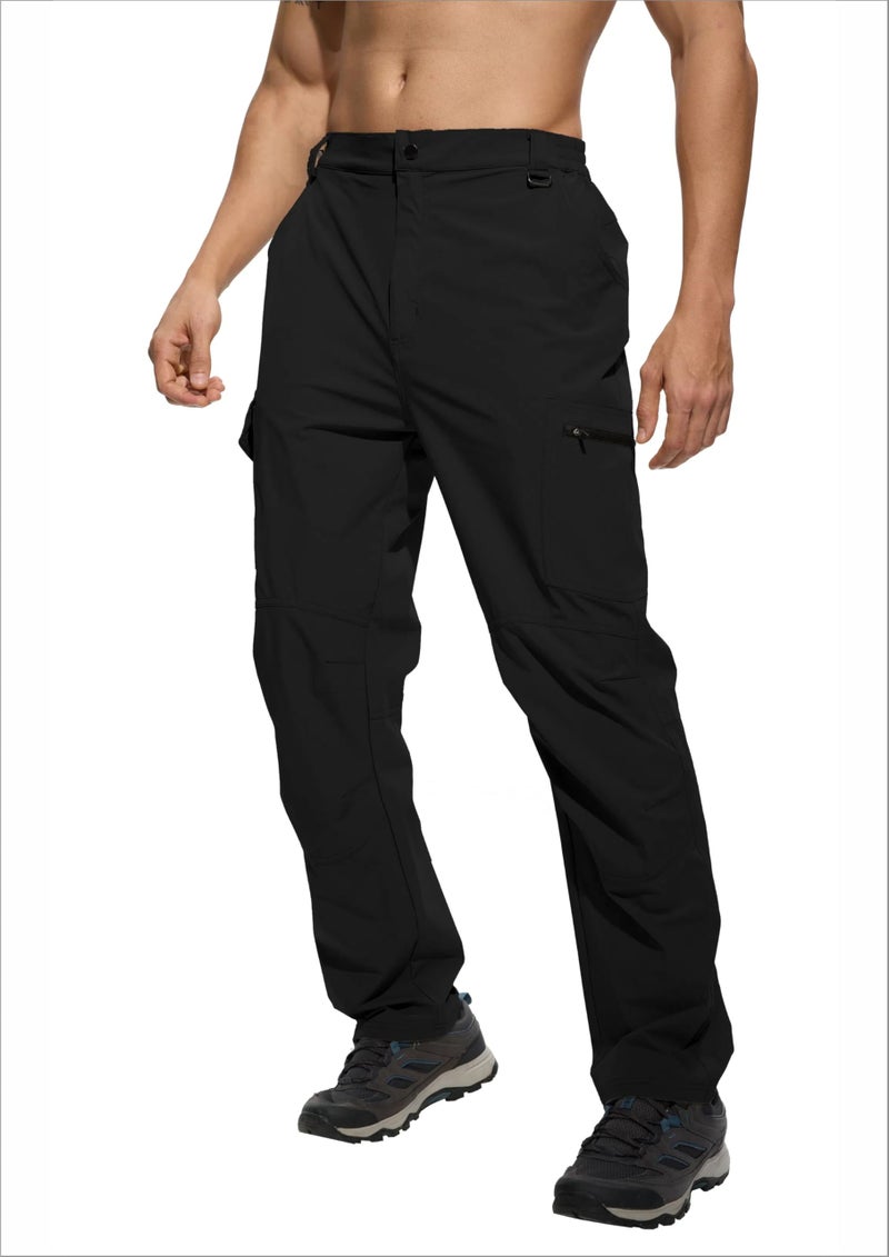 LINLANG EN Men's Lightweight Hiking Pants Water Resistant Cargo Pants Quick Dry Travel Fishing Climbing Work Outdoor Pants Black-XS-30 - Image 2