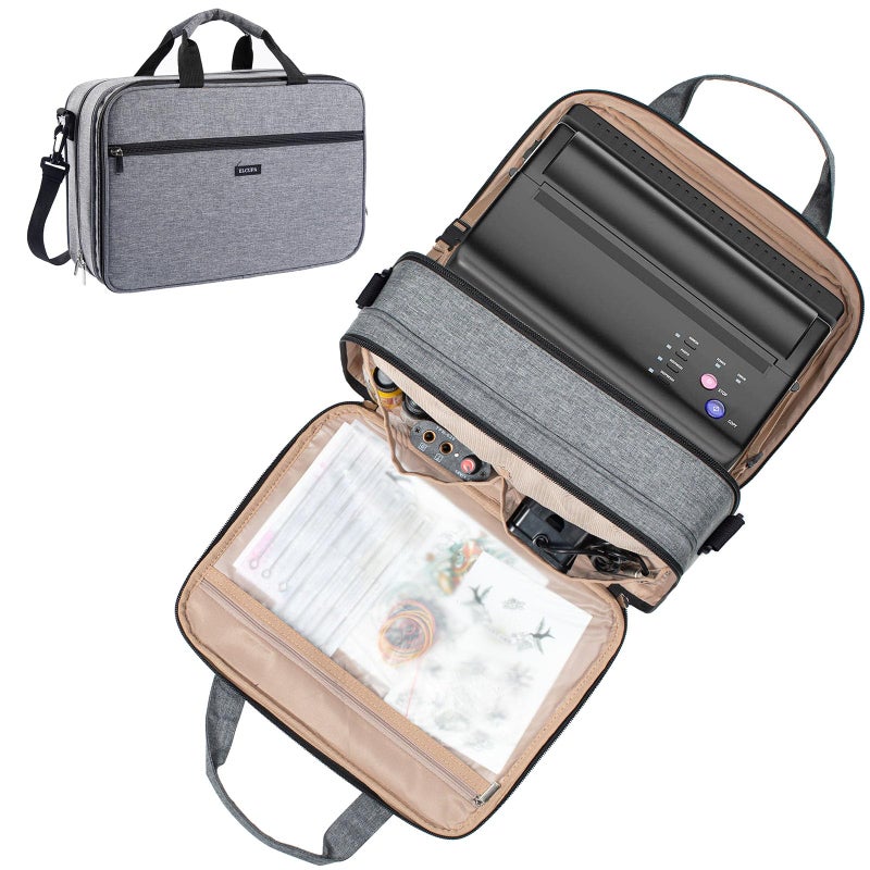 ELCUPA Tattoo Carrying CaseTattoo Supplies OrganizerTattoo Kit Case Tattoo Supplies Carrying Bag for Tattoo Stencil Printer Tattoo Ink Tattoo Equipment Tatoo Pens XLarge Grey BAG ONLY - Image 2