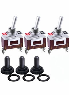 Waterproof Heavy Duty Toggle Switch 12V DC 30A SPST 2 Position 2 Pin ON/Off Switch with Weatherproof Boot Cap Cover for Car Boat with Terminal KL-C101-HMZ ( 3 Pcs )