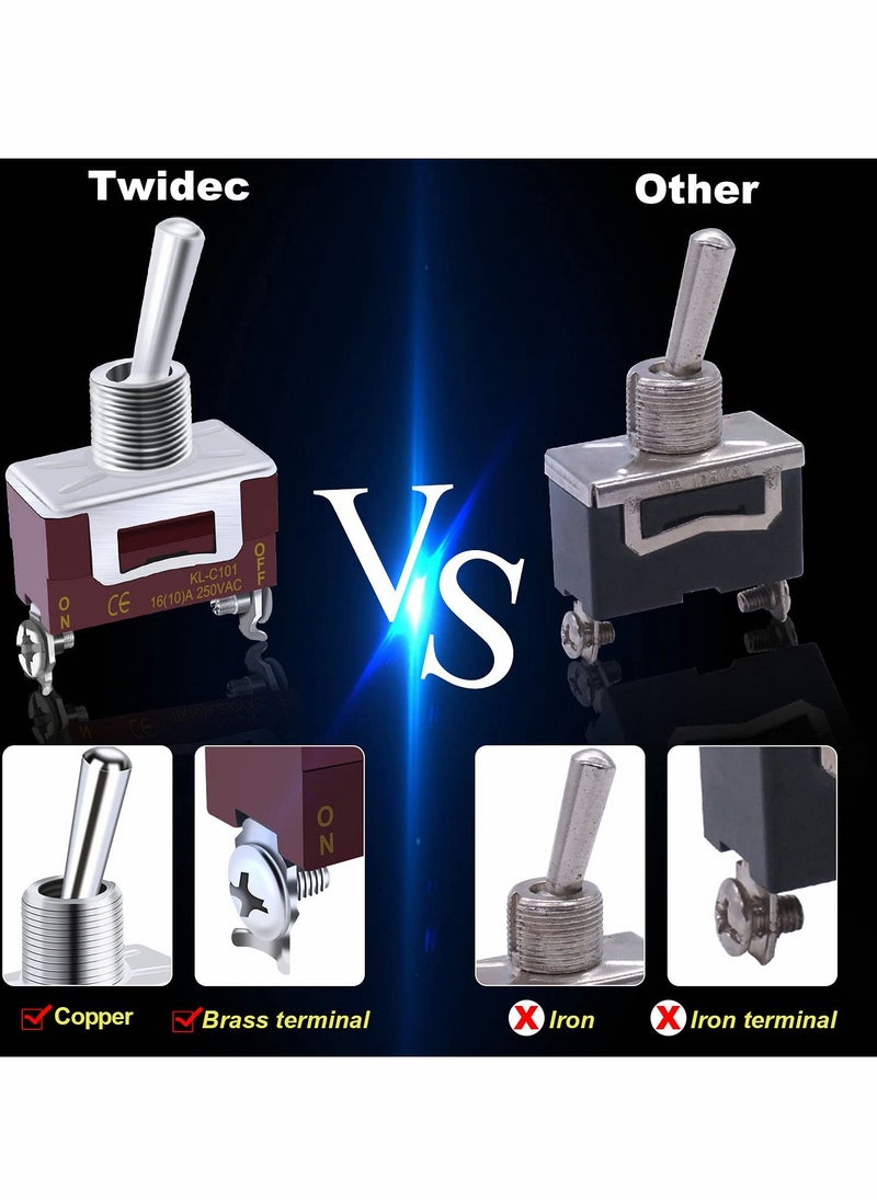 Excefore - Waterproof Heavy Duty Toggle Switch 12V DC 30A SPST 2 Position 2 Pin ON/Off Switch with Weatherproof Boot Cap Cover for Car Boat with Terminal KL-C101-HMZ ( 3 Pcs ) - Image 1