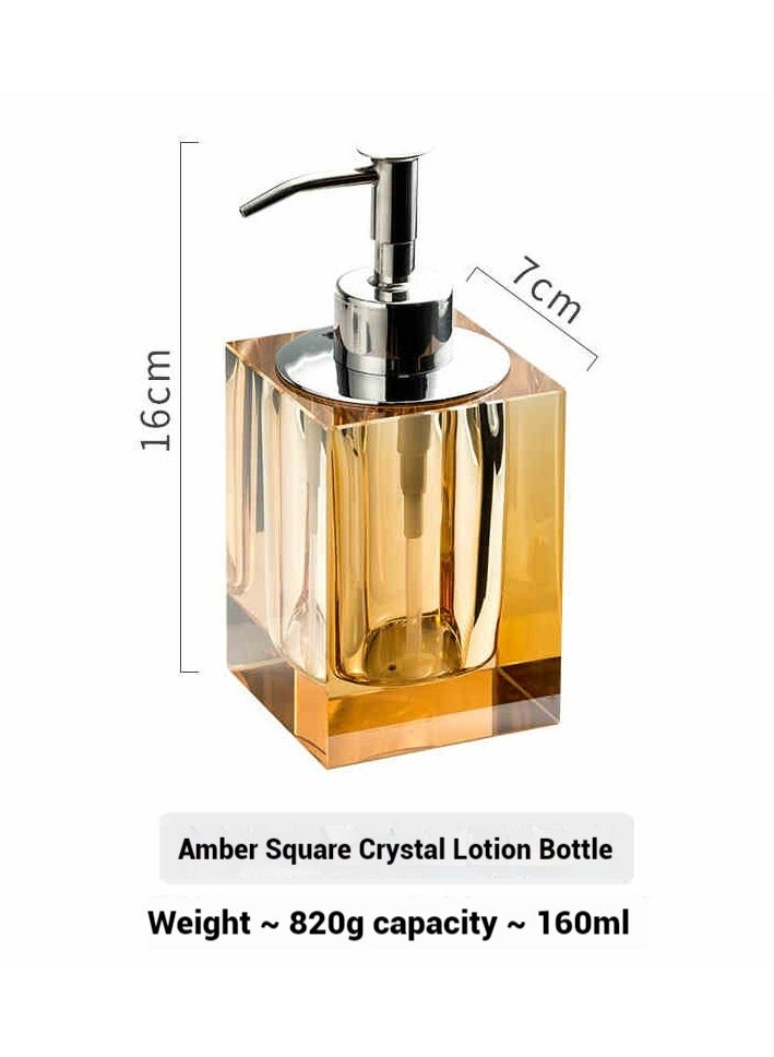 JiFENG زجاج بلوري موزع الصابون مع مانع االصدأ الفولاذ المقاوم للصدأ مضخة ، حمام قابلة لإعادة الاستخدام موزع الصابون ، مطبخ كبير موزع الصابون ( العنبر ) - Image 4