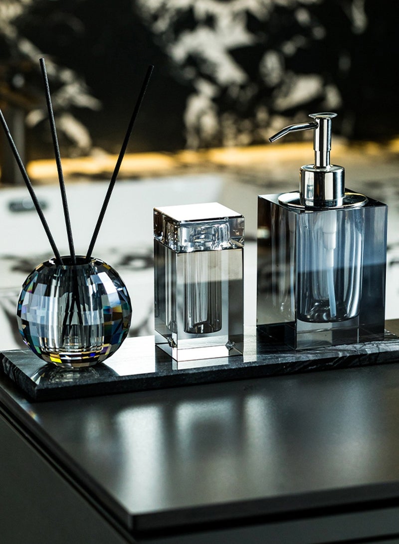 JiFENG زجاج بلوري موزع الصابون مع مانع االصدأ الفولاذ المقاوم للصدأ مضخة ، حمام قابلة لإعادة الاستخدام موزع الصابون ، مطبخ كبير موزع الصابون ( العنبر ) - Image 5