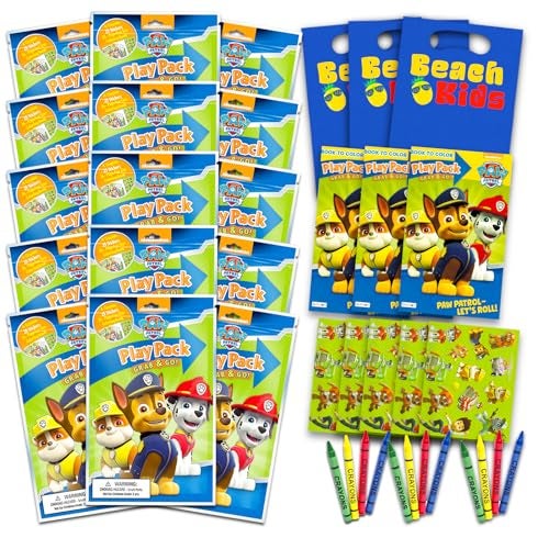 Bendon Set Of 15 Kids Play Packs Fun Party Favors Coloring Book Crayons Stickers Nickelodeon Paw Patrol - Image 1