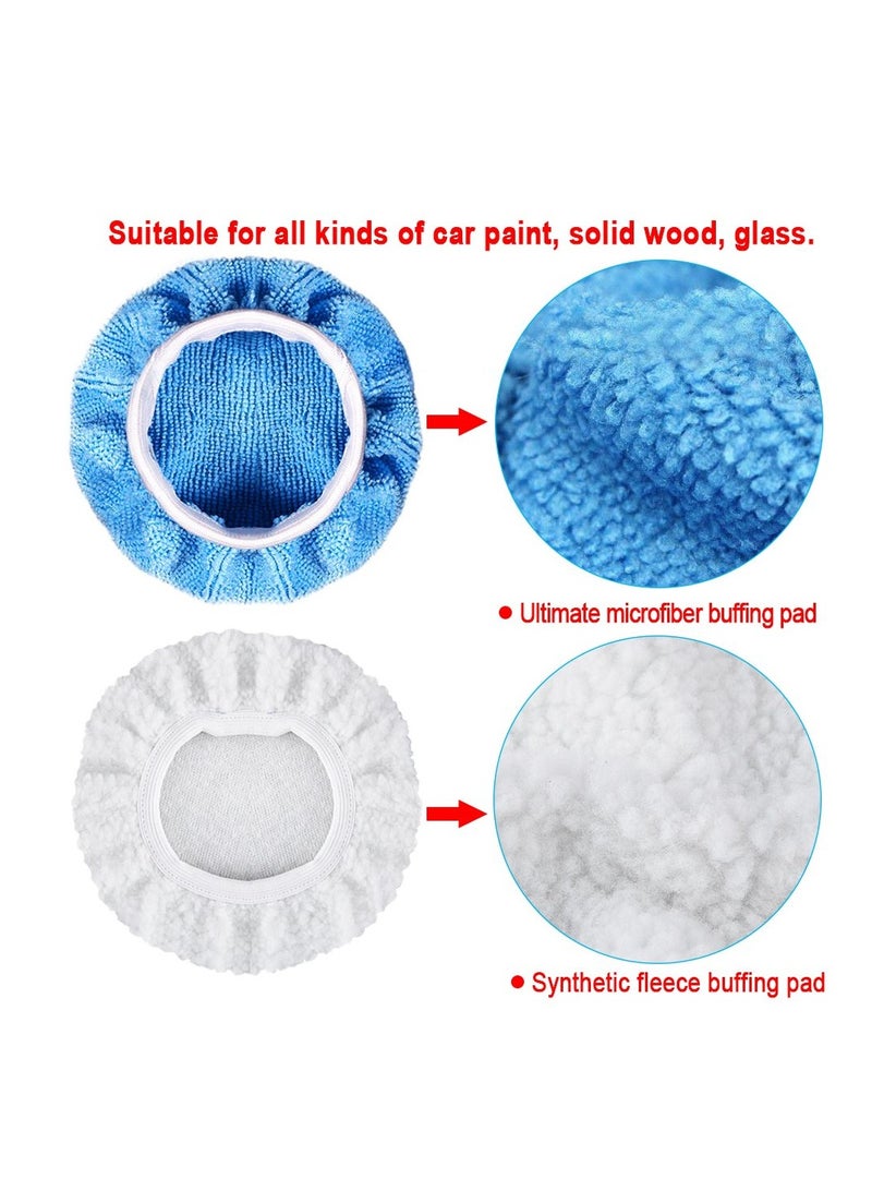 SYOSI 12 Packs Car Polisher Pad Bonnets 5 to 6 Inch with 10 Packs Microfiber Car Polishing Bonnets and 2 Packs Waxing Bonnet for Car Polisher  - Image 2