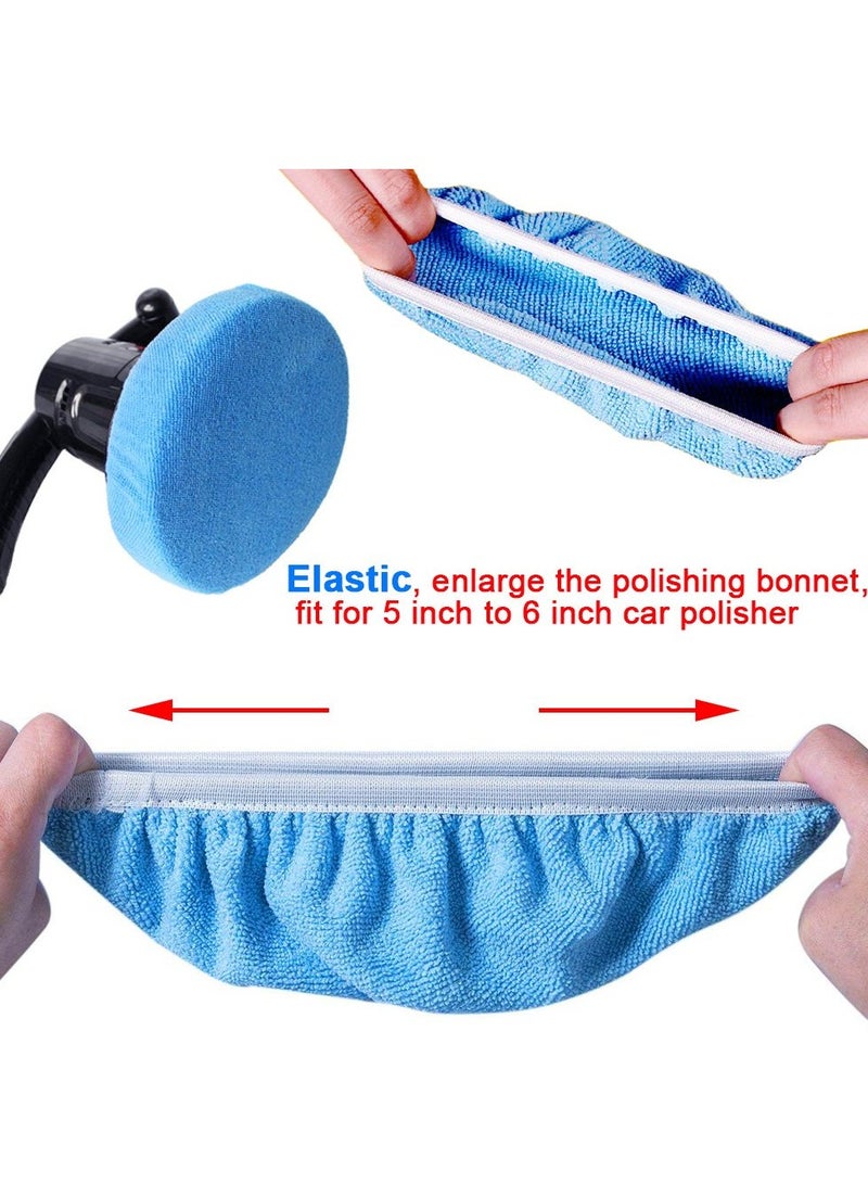 SYOSI 12 Packs Car Polisher Pad Bonnets 5 to 6 Inch with 10 Packs Microfiber Car Polishing Bonnets and 2 Packs Waxing Bonnet for Car Polisher  - Image 4