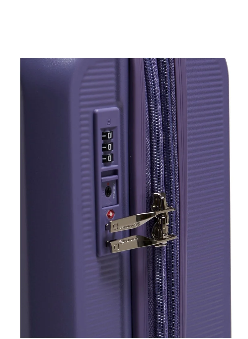 Echolac Sense 56cm Hardcase Expandable 4 Double Wheel Cabin Luggage Trolley - Purple