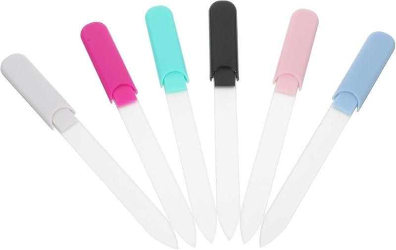 TIDTALEO 6pcs 14cm Glass Nail Files Set for Women Crystal Colored Fingernail and Toenail File Tools for Salon Nail Care and Trimming - Image 1