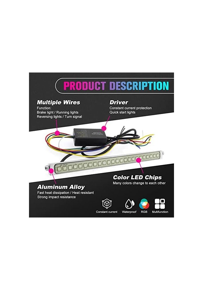 Vooda Multi-colored LED License Plate Light - 4-in-1 Function for Car, SUV, Truck, Motorcycle, Waterproof, DC12V (RGB) - Image 2