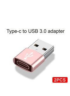 2-Piece Type-C to USB-A Converter OTG Adapter Set Pink