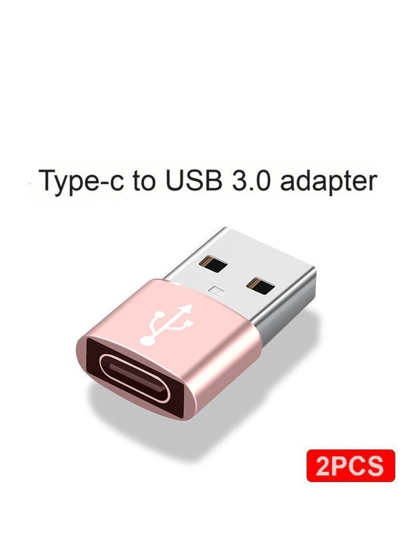 مجموعة محول OTG من قطعتين من النوع C إلى USB-A - تقنية USB 3.0، تدعم نقل البيانات والشحن - وردي - Image 1
