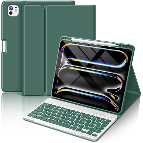 FUWANG Keyboard Case for iPad Pro 13 inch (M5/M4) 2025/2024, Magnetic Detachable Colorful Keys for iPad Pro 13 inch Case with Keyboard, Folio Case for iPad pro 13'' M5/M4 with Pencil Holder - Green - Image 1