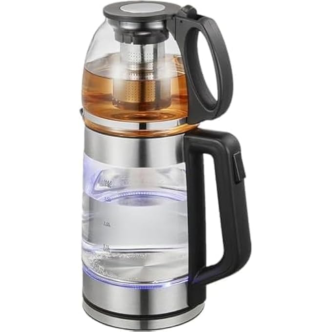 ALIM Electric Kettle Automatic Double Glass 23 L Electric Kettle 12 L Glass Tea Maker Turkish Coffee Maker Stainless Steel Washable Filter  Removable 360 Base Flat Surface - Image 1