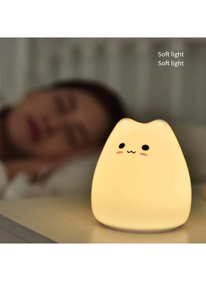 1pc CuddleBuddy Soft Touch Animal Shaped Night Light With 7 Color LED USB Rechargeable Lithium Battery As Indoor Decorative Lamp Safe Low Voltage Operation Civet Cat - Image 3