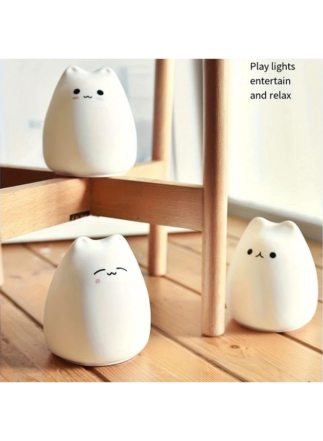 1pc CuddleBuddy Soft Touch Animal Shaped Night Light With 7 Color LED USB Rechargeable Lithium Battery As Indoor Decorative Lamp Safe Low Voltage Operation Civet Cat - Image 4