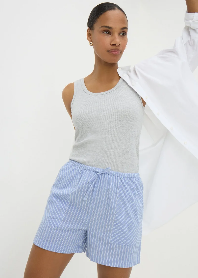 Matalan Blue Stripe Tie Waist Boxer Shorts