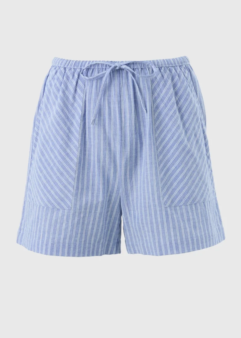 Matalan Blue Stripe Tie Waist Boxer Shorts