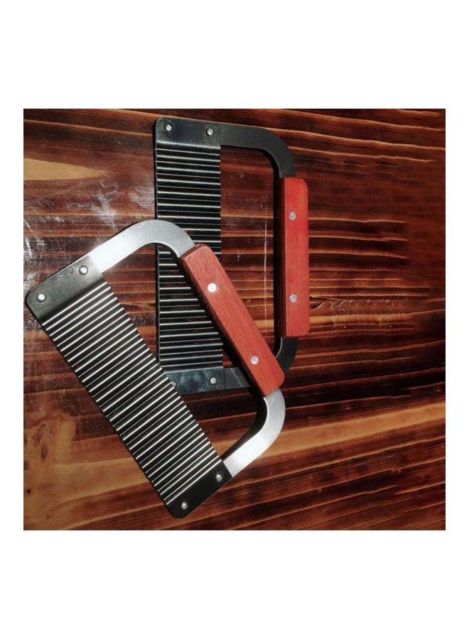 Stainless Steel Corrugated Potato Knife Silver/Brown 185x120x48mm - Image 5