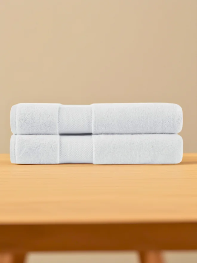 1Chase 1CHASE Pack of 2 - Luxury Cotton Bath Towel, White 70x140cm