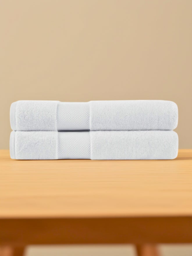 1CHASE Pack of 2 - Luxury Cotton Bath Towel, White 70x140cm - Image 1
