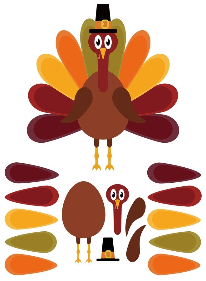 Lucleag 75 PCS Thanksgiving Turkey Bulletin Board Decorations, Turkey DIY Craft Kits for Kids with Glue Points for Thanksgiving Fall Classroom Office Home Bulletin Board Party Decorations - Image 1