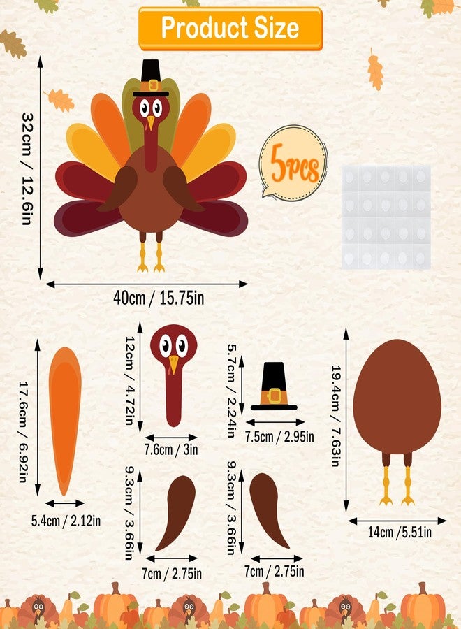Lucleag 75 PCS Thanksgiving Turkey Bulletin Board Decorations, Turkey DIY Craft Kits for Kids with Glue Points for Thanksgiving Fall Classroom Office Home Bulletin Board Party Decorations - Image 2