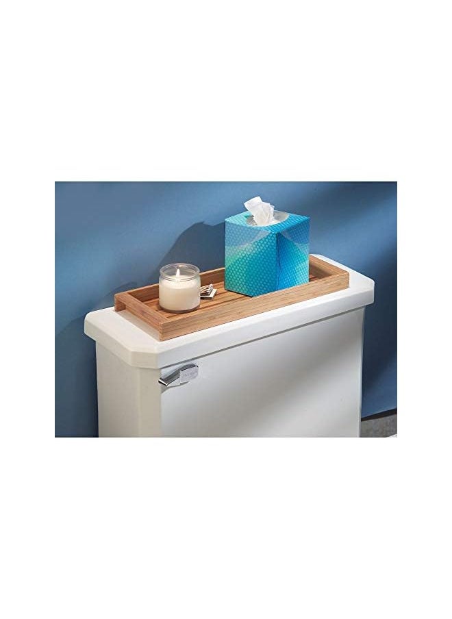 IDesign - Formbu Wood Tabletop Storage Tray Wooden Organizer For Tissues Candles Soap Hand Towels Toilet Paper 6.1 Inch X 16 Inch X 1.2 Inch Natural Bamboo - Image 1