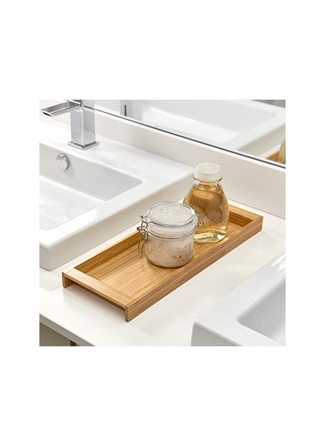 IDesign - Formbu Wood Tabletop Storage Tray Wooden Organizer For Tissues Candles Soap Hand Towels Toilet Paper 6.1 Inch X 16 Inch X 1.2 Inch Natural Bamboo - Image 1