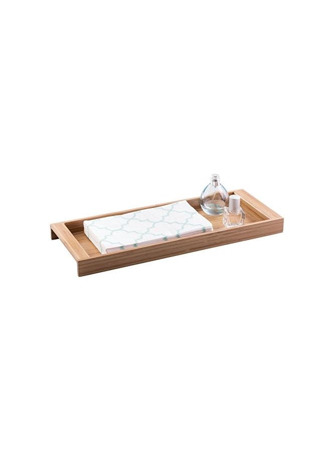 IDesign - Formbu Wood Tabletop Storage Tray Wooden Organizer For Tissues Candles Soap Hand Towels Toilet Paper 6.1 Inch X 16 Inch X 1.2 Inch Natural Bamboo - Image 1