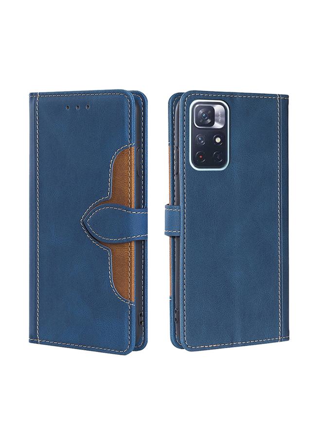 The Bros Case For Xiaomi Redmi Note 11 5G Skin Feel Straw Hat Magnetic Buckle Leather Phone Case