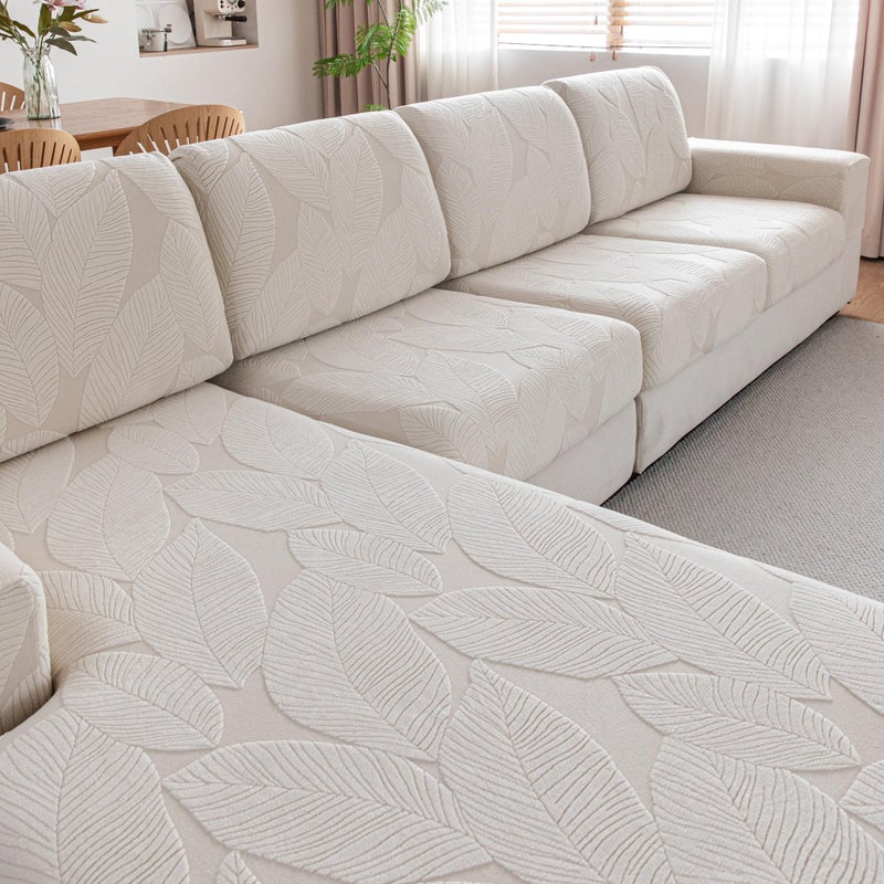 QIANMEW Couch Covers for Sectional Sofa  Washable Stretch Soft Sofa Cushion Covers L Shape Sofa Slipcovers Anti Slip Furniture Decor Protector for Cats and Dogs (Armrest Sofa Cover Ivory)