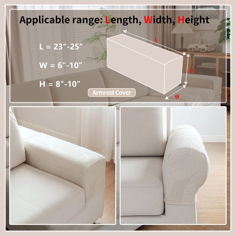 QIANMEW Couch Covers for Sectional Sofa  Washable Stretch Soft Sofa Cushion Covers L Shape Sofa Slipcovers Anti Slip Furniture Decor Protector for Cats and Dogs (Armrest Sofa Cover Ivory)