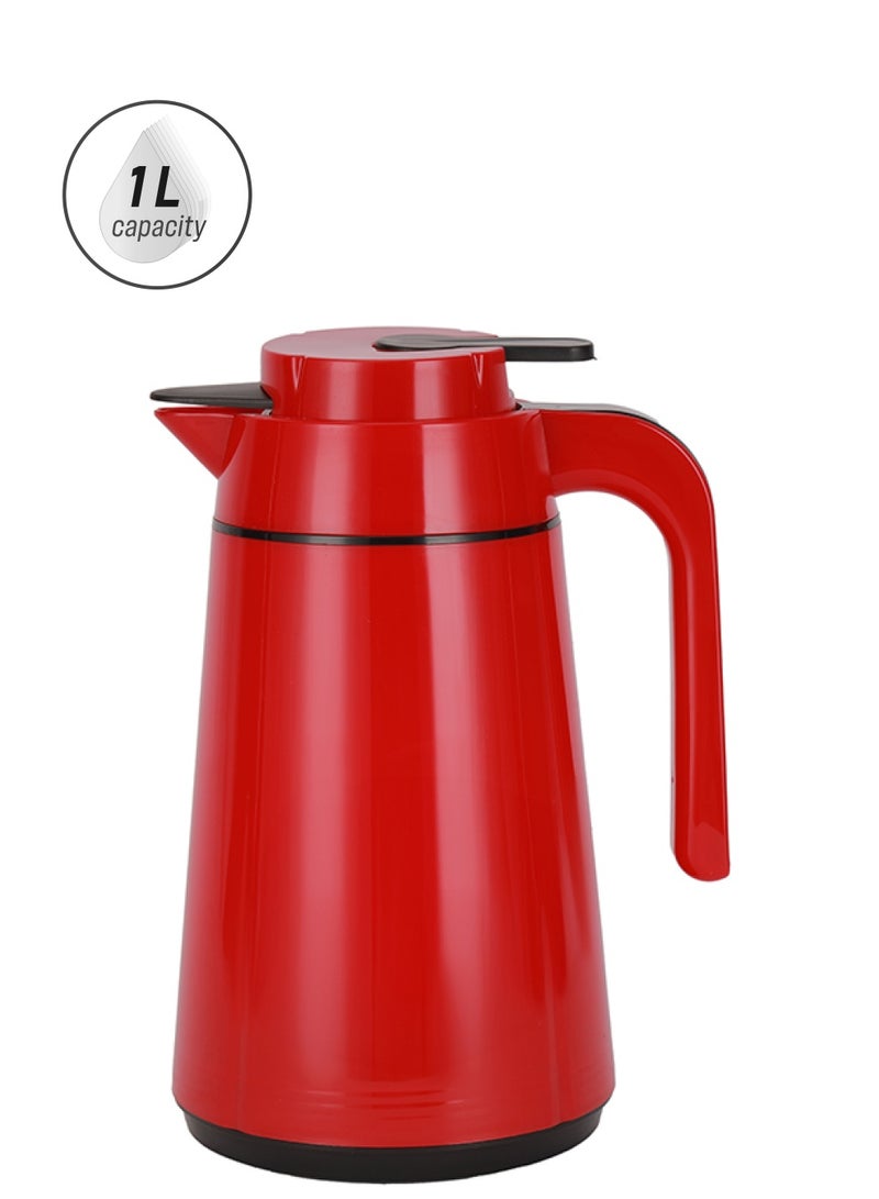 Royalford 1L Vacuum Flask RF12168 with Pink Glass Inner and PP Outer Body Keeps Your Drinks Hot or Cold, Asbestos-Free and Hygienic Leak-Proof and Portable Design Suitable for Indoor and Outdoor Multicolor 1Liters - Image 1