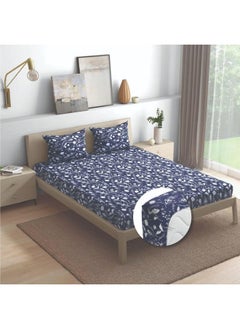 Wakefit Wakefit Bedsheet for Queen Size, Bedsheet Queen Size Bed Cotton, Fitted Bedsheets Queen Size Cotton, 144 TC 100% Cotton with 2 Pillow Covers (Elastic Fitted Sheet 78x60 : Evelyn)  - Image 1