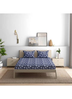 Wakefit Wakefit Bedsheet for Queen Size, Bedsheet Queen Size Bed Cotton, Fitted Bedsheets Queen Size Cotton, 144 TC 100% Cotton with 2 Pillow Covers (Elastic Fitted Sheet 78x60 : Evelyn)  - Image 4
