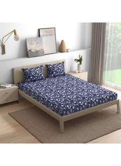Wakefit Wakefit Bedsheet for Queen Size, Bedsheet Queen Size Bed Cotton, Fitted Bedsheets Queen Size Cotton, 144 TC 100% Cotton with 2 Pillow Covers (Elastic Fitted Sheet 78x60 : Evelyn)  - Image 2