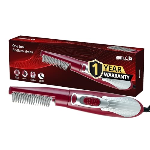 IBELL Hair Straightening Brush for Women | 3-in-1 Hot Air Brush for Styling, Drying & Straightening | Ceramic Bristles, 3 Speed Settings, Smooth Salon Finish | Ideal for Everyday Hair Care, 1-Year Warranty - Image 1