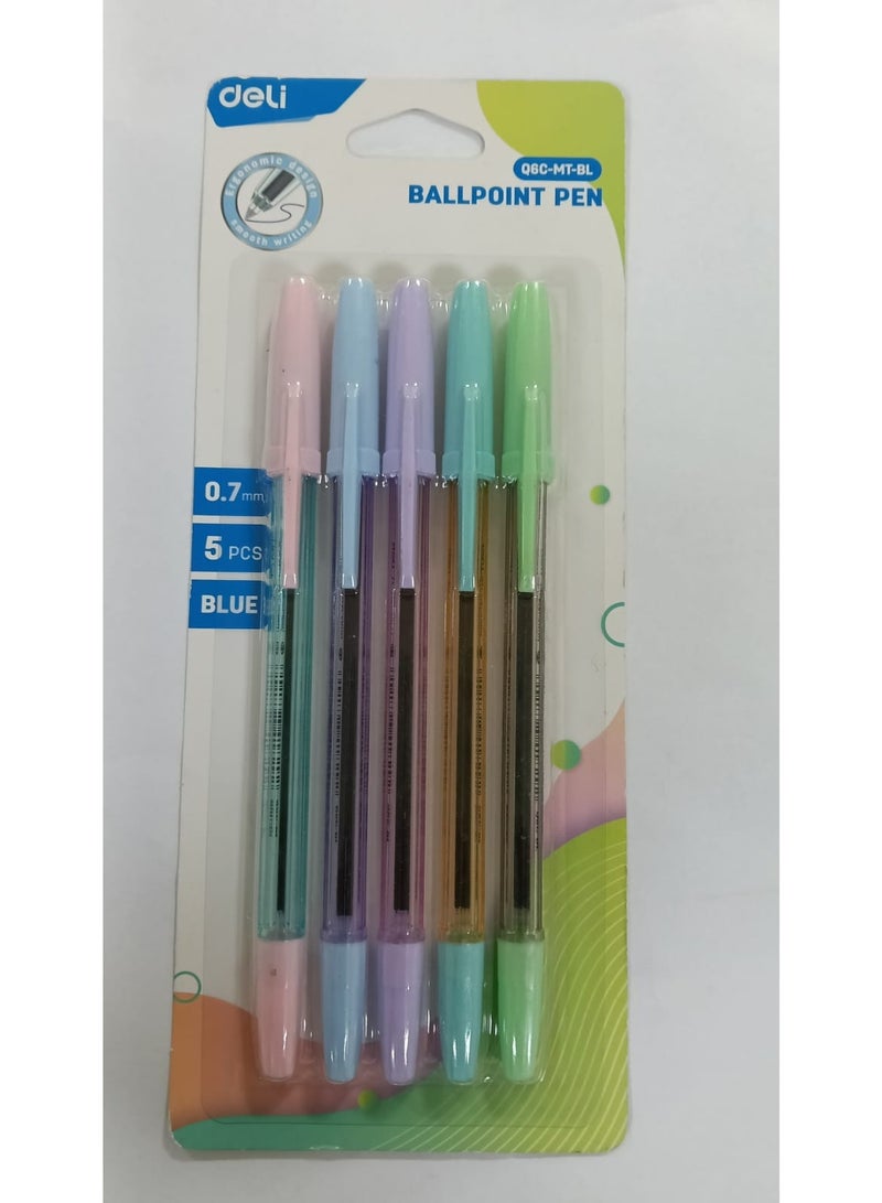 ديلي قلم حبر جاف ديلي Q6c-MT-Bl، 0.7 مم، أزرق، عبوة من 5 قطع - Image 1