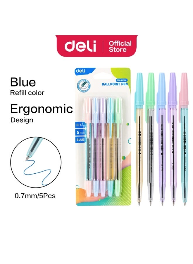 ديلي قلم حبر جاف ديلي Q6c-MT-Bl، 0.7 مم، أزرق، عبوة من 5 قطع - Image 2