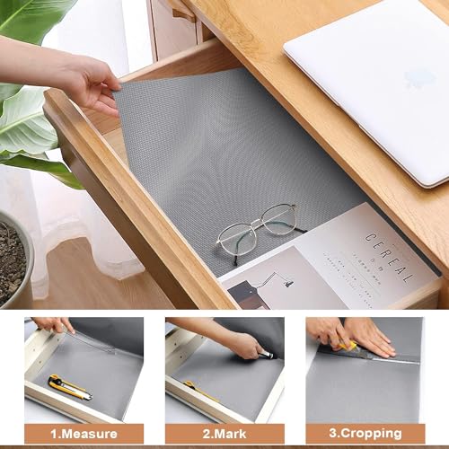 Bulfyss URBANFIX Multipurpose 45cm x 5m Super Strong EVA Anti-Slip Kitchen Mats for Cupboard | Washable Shelf Liners for Kitchen Shelves, Cabinet Placemats | (Diamond Texture, Metallic Grey) - Image 3