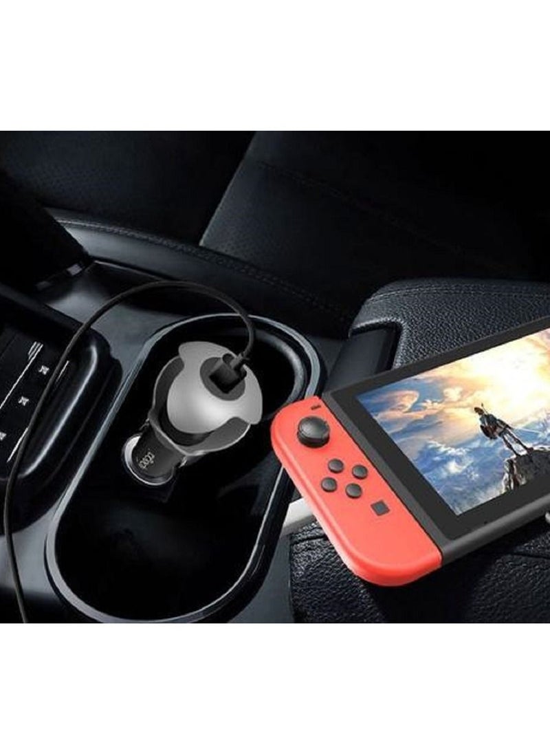 Ipega PG-SW057 2 in 1 Fast Car Charger USB Type C With Winding Cable for Nintendo Switch/Smartphones/Tablets 12V Fast Charging  - Image 3