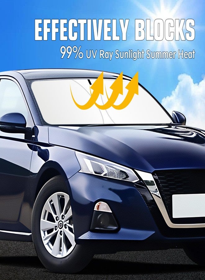 JCRNBU Windshield Sun Shade for Nissan Altima 2019-2025 Foldable Sun Visor Protector for Altima Accessories Sunshade Car Front Window Sunshades Blocks UV Rays - Image 3
