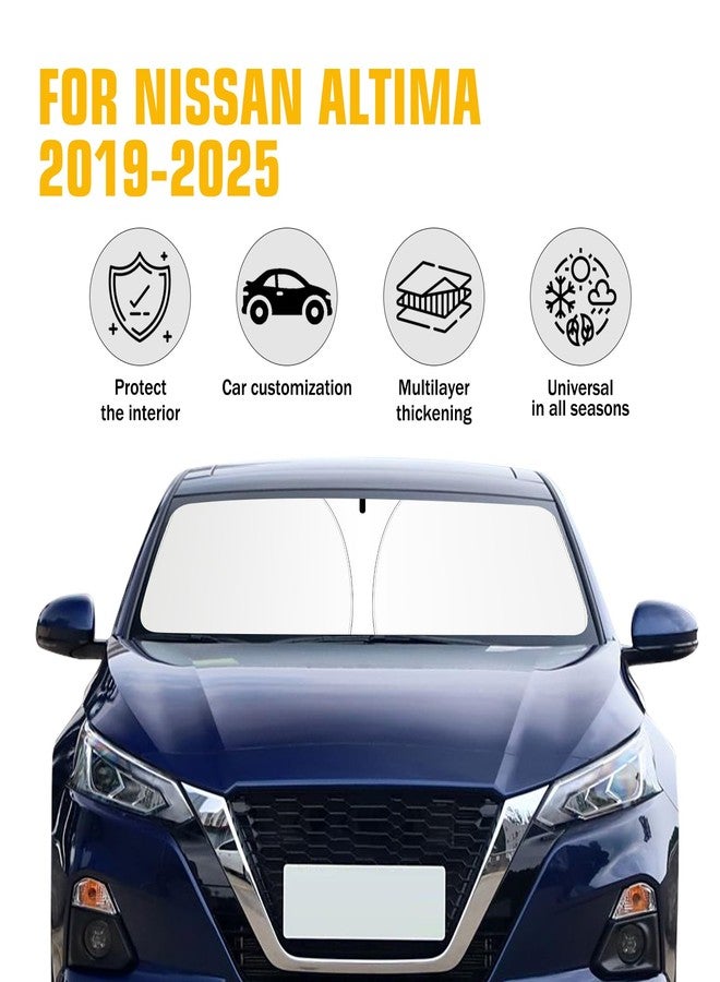 JCRNBU Windshield Sun Shade for Nissan Altima 2019-2025 Foldable Sun Visor Protector for Altima Accessories Sunshade Car Front Window Sunshades Blocks UV Rays - Image 2